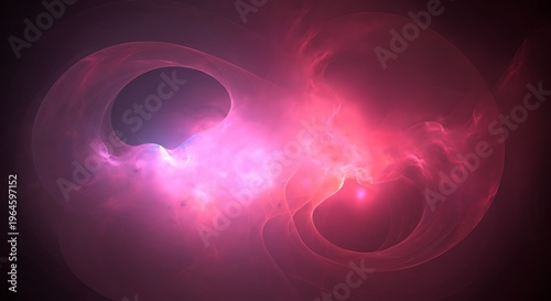 Abstract cosmic nebula portrait shape interwoven pink purple gas soft lighting minimal landscape void horizont
