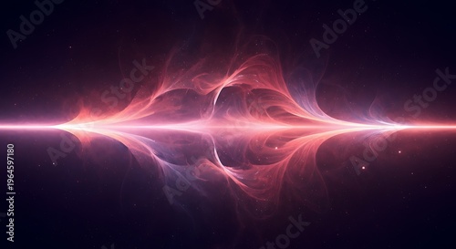 Abstract cosmic nebula portrait shape interwoven pink purple gas soft lighting minimal landscape void horizont