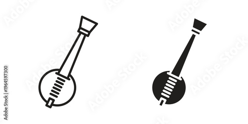 Banjo icons vector silhouette set. thin line icon pack.