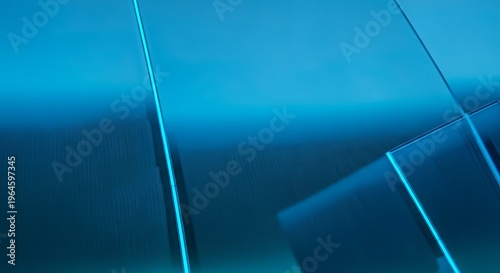 Abstract patterns made frosted neon blue glass