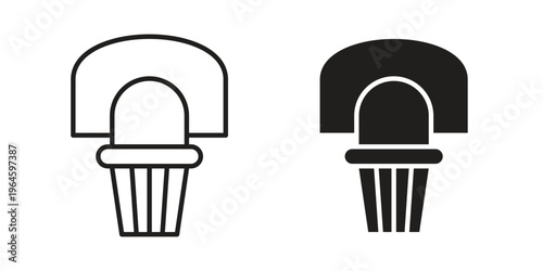 Basketball hoop icons vector silhouette set. thin line icon pack.