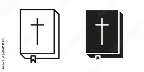 Bible icons vector silhouette set. thin line icon pack.