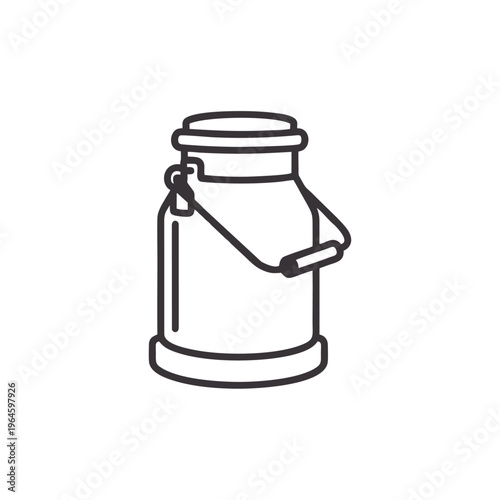 Traditional metal milk can icon for dairy and farm concepts