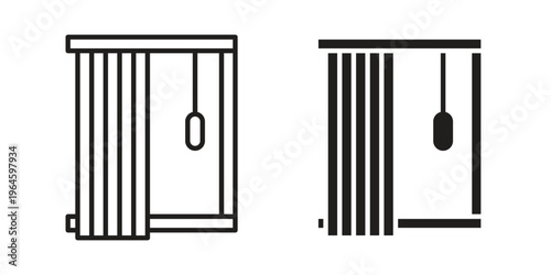 Blinds open icons vector silhouette set. thin line icon pack.