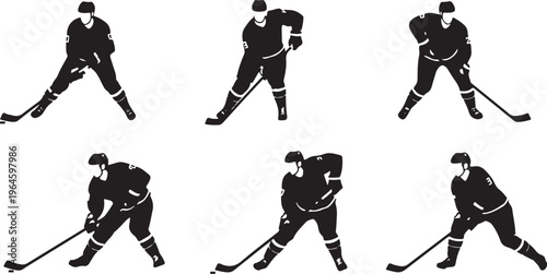 Photography Hockey players, ice hockey silhouettes, sports icons, athletic poses, black and