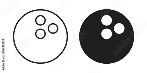 Bowling ball icons vector silhouette set. thin line icon pack.