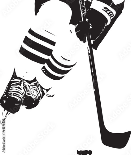 Canvas Print Hockey player, ice hockey, black and white, vector illustration, sports graphics