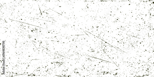 Abstract black and white noise pattern with scattered lines and dots on a white background.