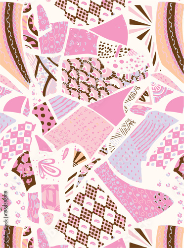 Patches work Bandana paisley, Traditional patch work,  folk fashion, Cultural, collage seamless eps vector file
