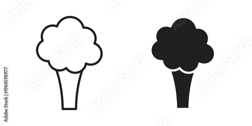 Broccoli icons vector silhouette set. thin line icon pack.