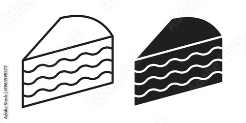 Cake-slice icons vector silhouette set. thin line icon pack.