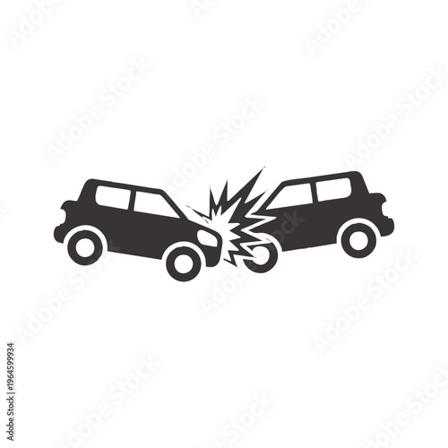 Two cars colliding icon representing vehicle accident and insurance