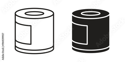 Can food icons vector silhouette set. thin line icon pack.