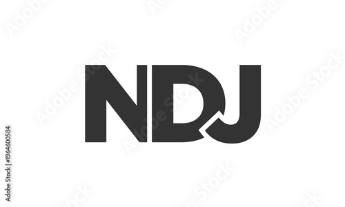 NDJ logo design template with strong and modern bold text. Initial based vector logotype featuring simple and minimal typography. Trendy company identity.