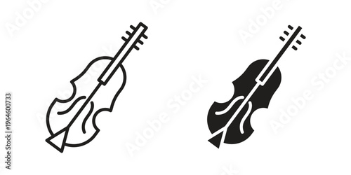 Cello icons vector silhouette set. thin line icon pack.