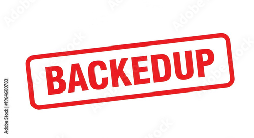 Red ink rubber stamp with the word backed up on a flat surface isolated png