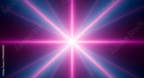 Vibrant pink and blue light beam radiating from central point