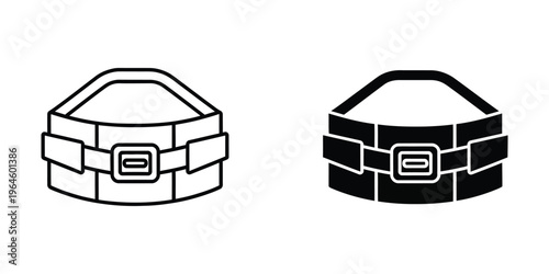 Contrasting belt buckles depicted with different fill styles in a minimalist design