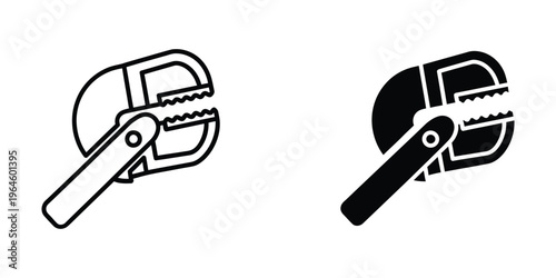Comparison of a regular and a locking pliers design in black and white illustration