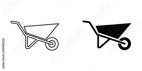Comparison of empty and filled wheelbarrows in contrasting styles
