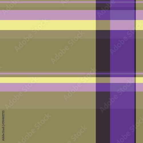 Household tartan texture seamless, sensual textile pattern background. Trendy vector check fabric plaid in yellow and violet colors.