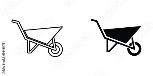 Comparison of empty and filled wheelbarrows for construction or gardening tasks