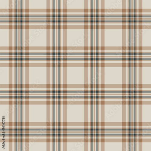 Single plaid check vector, underwear pattern tartan texture. Back seamless textile fabric background in pastel and light colors.