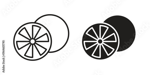 Citrus icons vector silhouette set. thin line icon pack.
