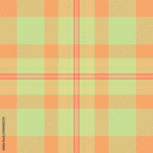 Trousers pattern texture check, scottish textile vector tartan. Marketing seamless background fabric plaid in green and orange colors.