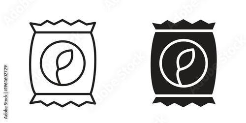 Bag seedling icons Black symbol on transparent background. EPS10