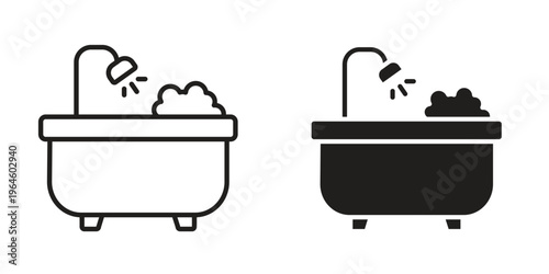 Bath icons Black symbol on transparent background. EPS10