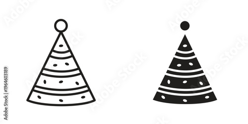 Birthday hat icons Black symbol on transparent background. EPS10