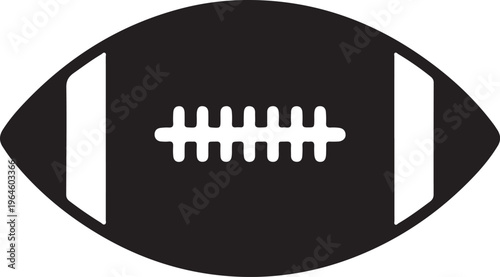American football icon, black and white sports logo, rugby ball symbol, athletic vector graphic