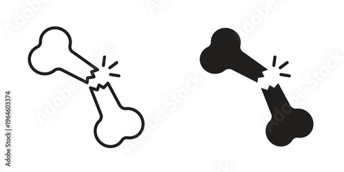 Bone break icons Black symbol on transparent background. EPS10