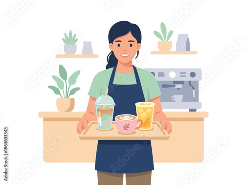 Barista Serving Coffee and Drinks.