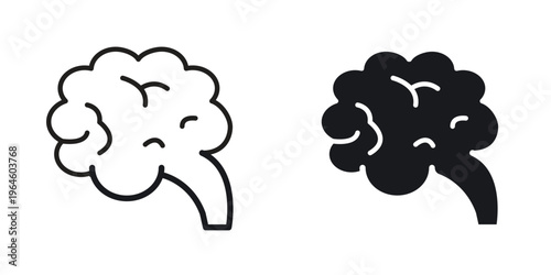 Brain icons Black symbol on transparent background. EPS10