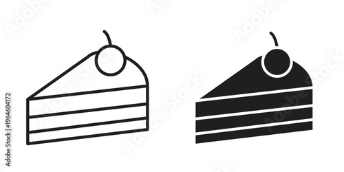 Cake-slice icons Black symbol on transparent background. EPS10
