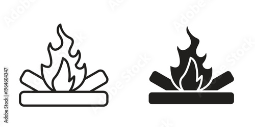 Campfire icons Black symbol on transparent background. EPS10