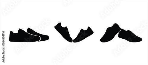 shoes icon set hand drawn illustration on white background, shoe silhouette vector set.