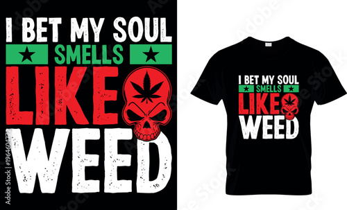 cannabis Typography T shirt Design with editable vector graphic. I don’t always smoke weed but when I do it’s everyday.