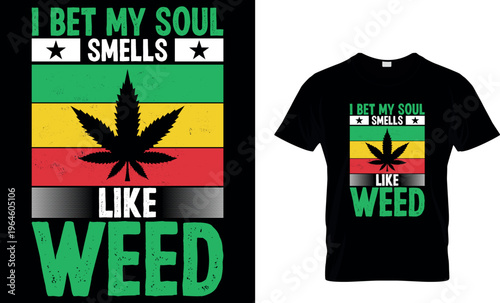 cannabis Typography T shirt Design with editable vector graphic. I don’t always smoke weed but when I do it’s everyday.