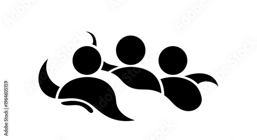 Stylized black silhouette figures representing teamwork and unity abstract group of people in a cohesive formation