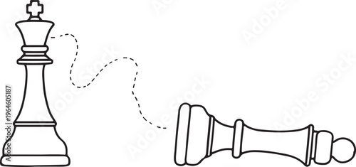 Chess pieces, king and queen, black line art, strategy game icons