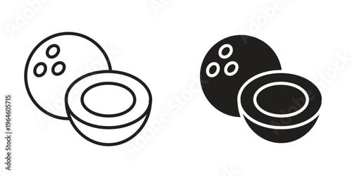 Coconut icons Black symbol on transparent background. EPS10