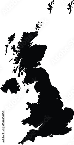United Kingdom map illustration in black vector graphic design