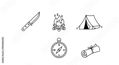 Camping gear and outdoor adventure tools.