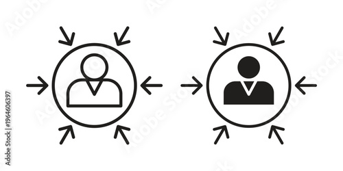 Customer centricity icons vector silhouette set. thin line icon pack.