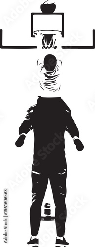 Basketball player silhouette, dunking, sports icon, athletic vector