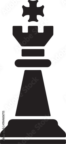 Bilde på lerret Black chess rook icon, chess piece, strategy game symbol, board game piece
