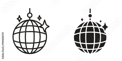 Disco ball icons Black symbol on transparent background. EPS10